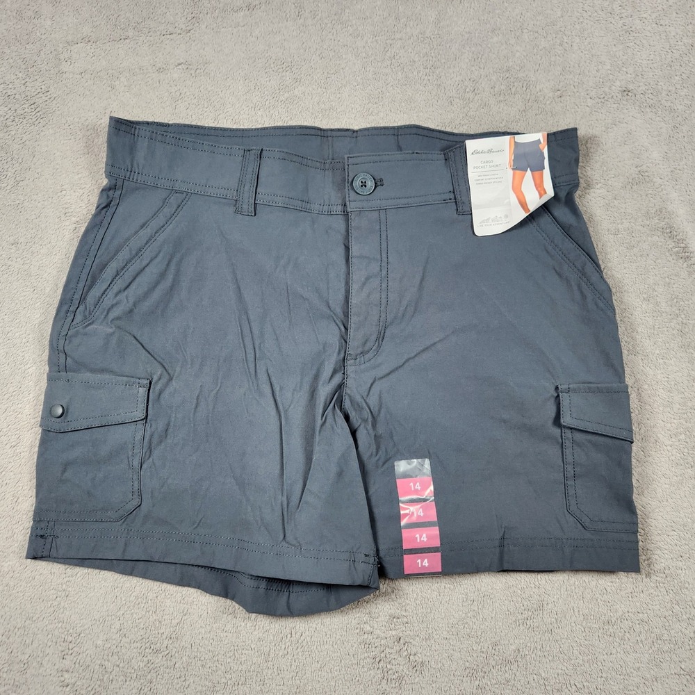 Eddie Bauer Cargo Shorts Womens size 14 Gray Comfort Stretch NWT